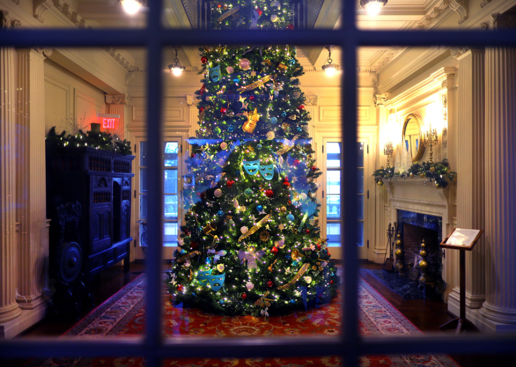 A beautiful Christmas tree in a historic home.