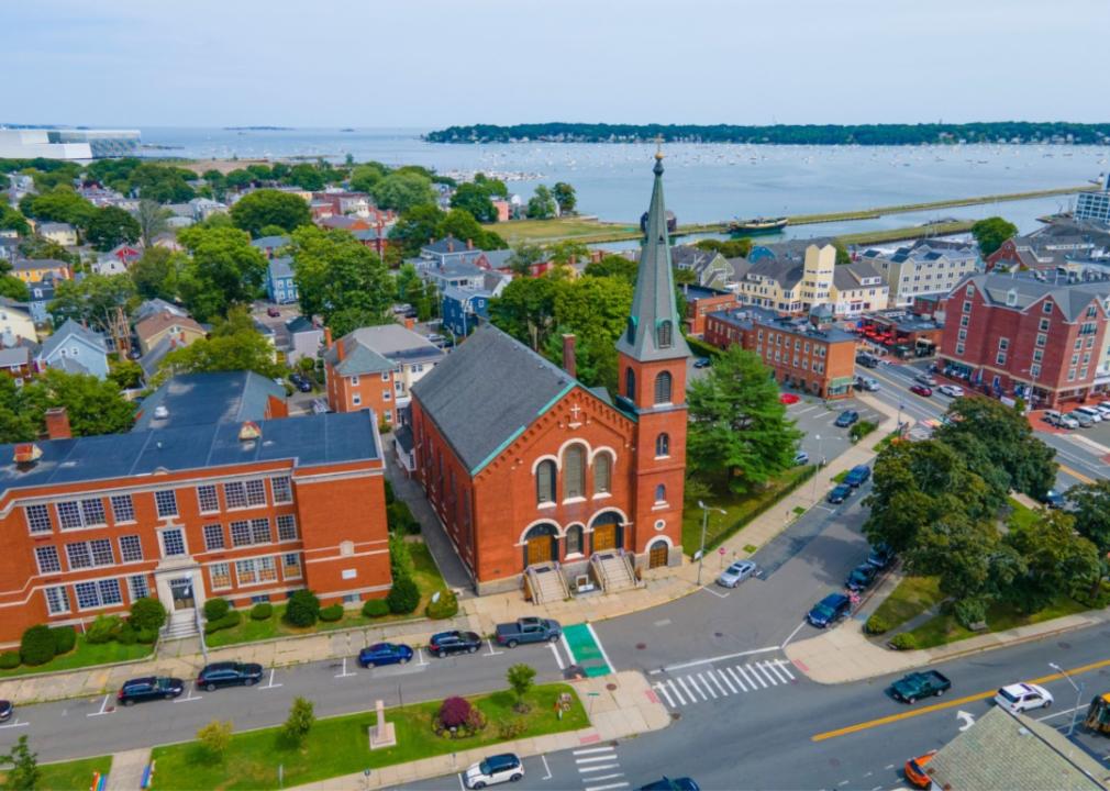 A historic church near the water in Salem.