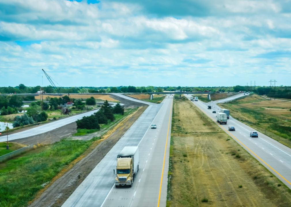 Interstate 80 as seen from the overlook at the Great Platte River Road Archway Monument Museum in Kearney, Nebraska