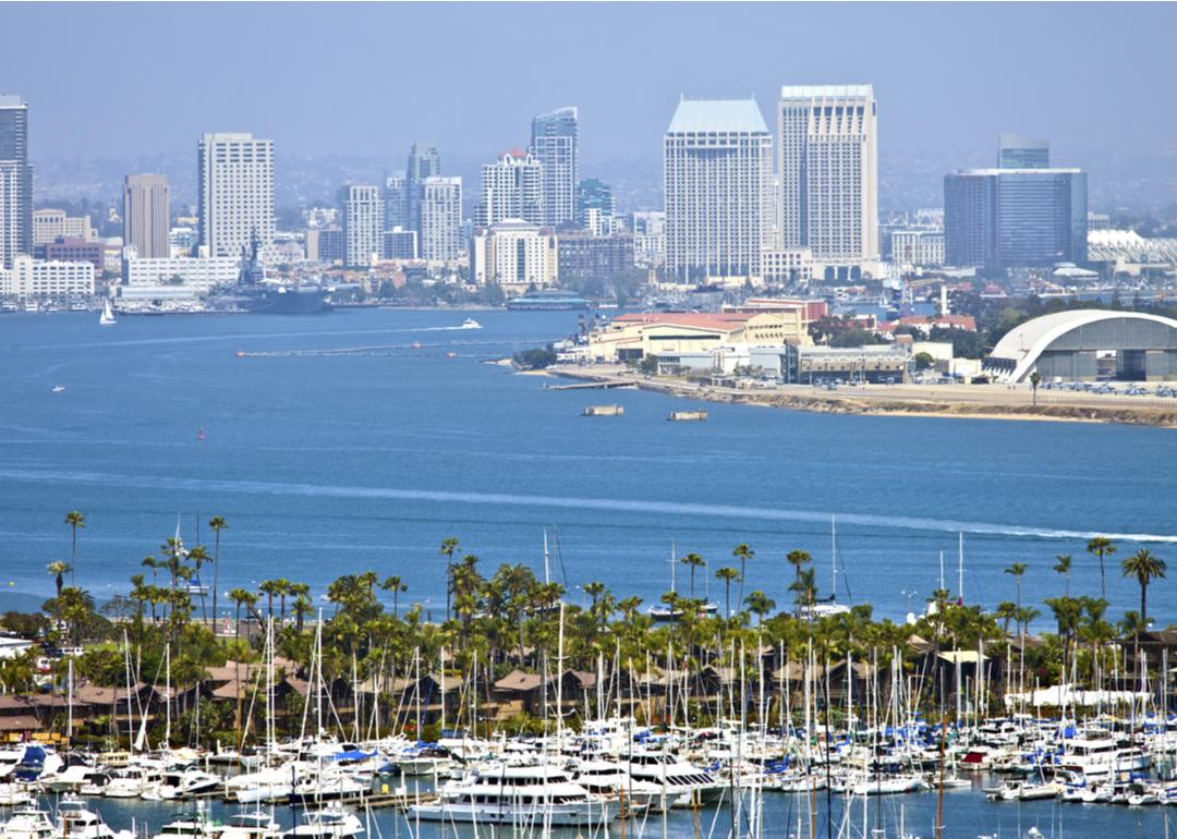 The San Diego skyline, as viewed from Point Loma Island.