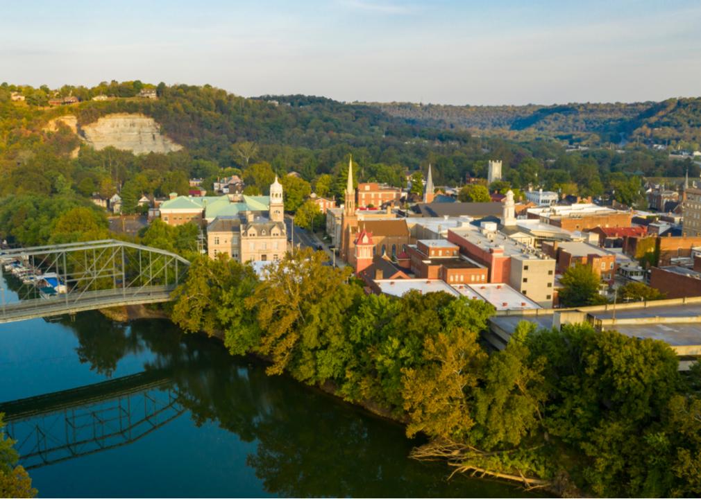 The Kentucky River framing the downtown urban core of Frankfort, Kentucky