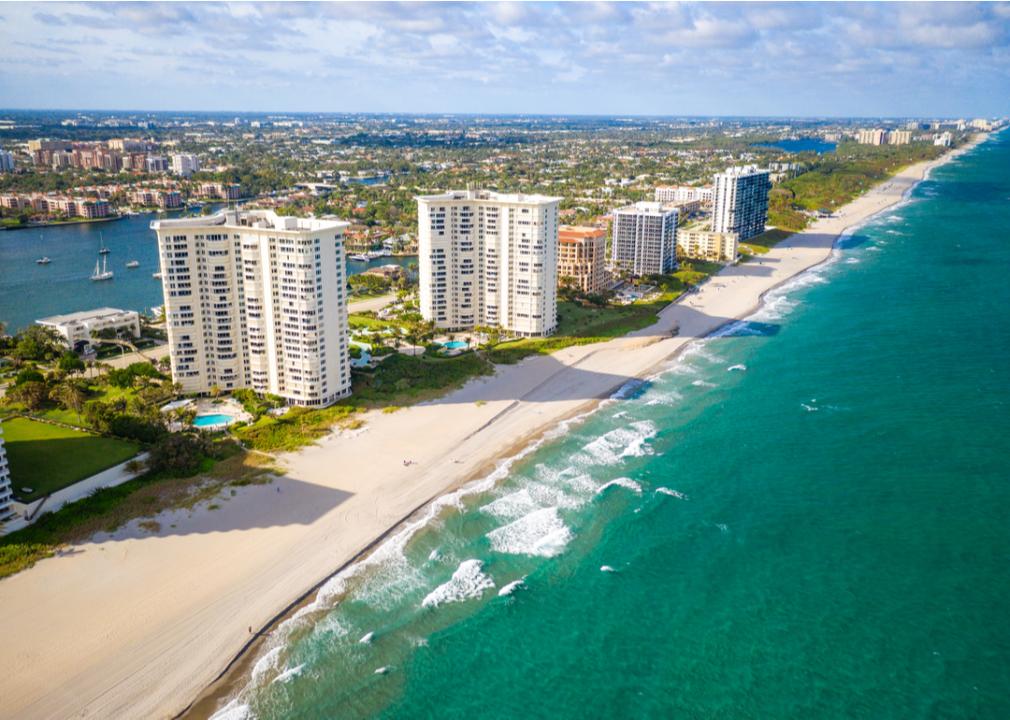 An aerial view of Boca Raton's coastline.