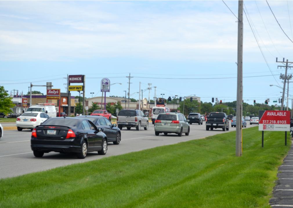 Traffic near a mall in Greenwood, Indiana