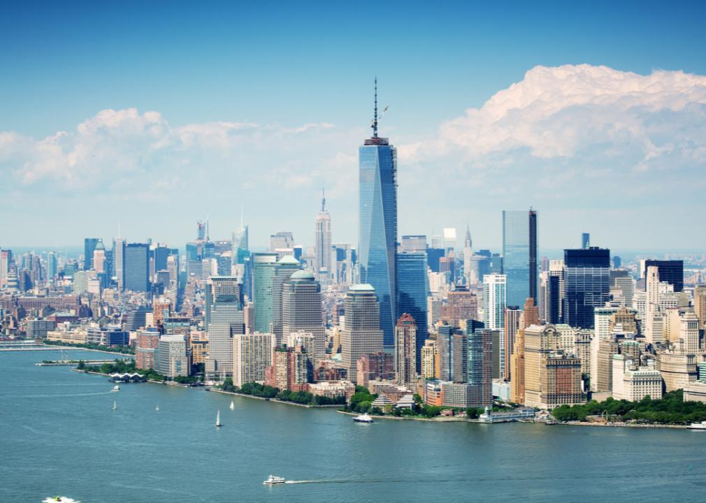 A cityscape view of Lower Manhattan in New York City, New York