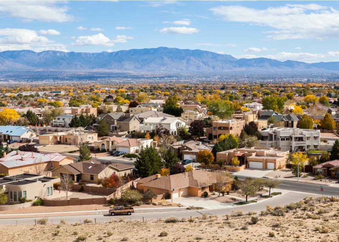 Residential suburbs in Albuquerque, New Mexico.