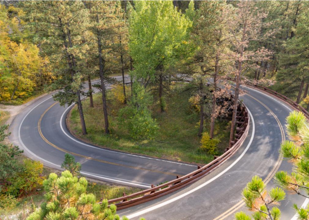 Pigtail Bridge along the Needles Highway in the Black Hills of South Dakota