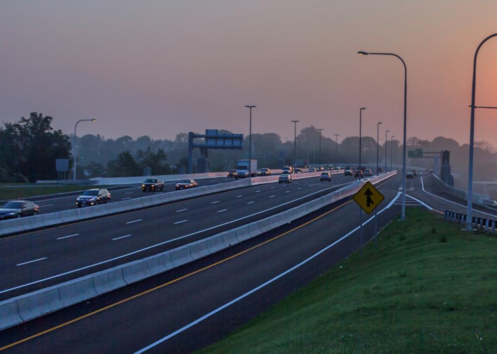 A highway in Pawtucket, Rhode Island, during early morning