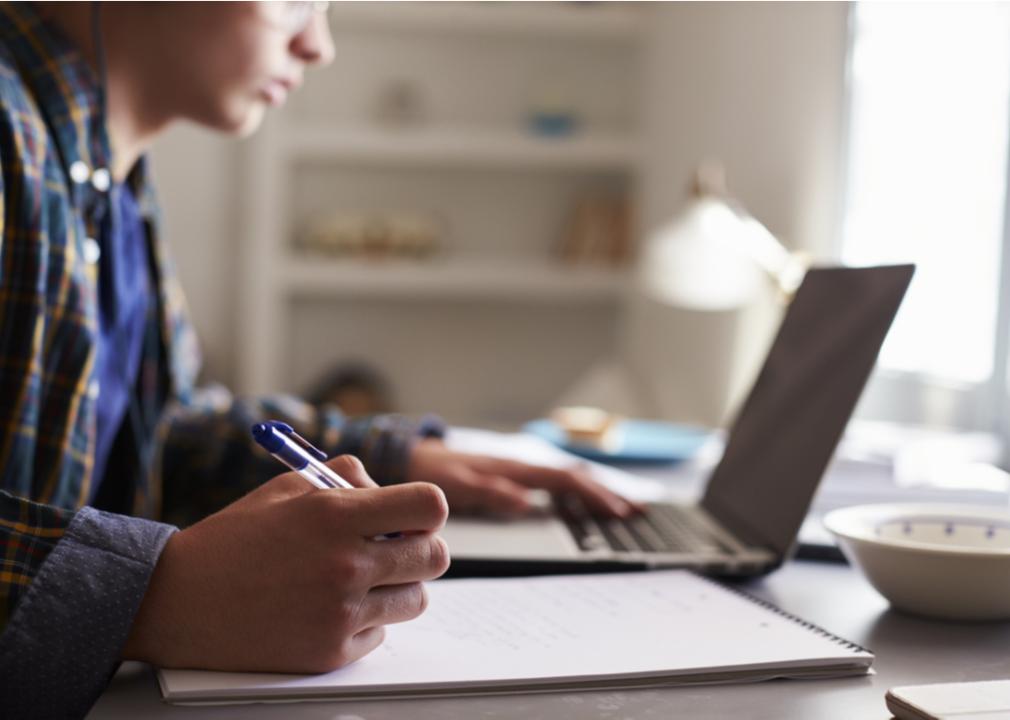 A man in virtual class for college