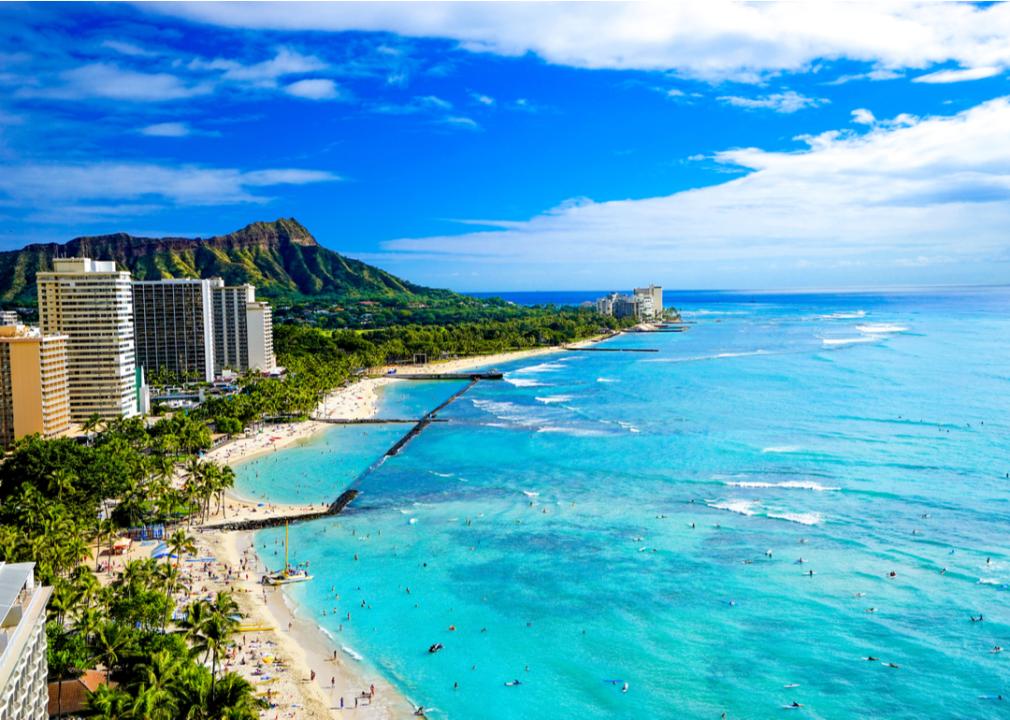 Waikiki Beach and Diamond Head, Honolulu, Oahu Island, Hawai