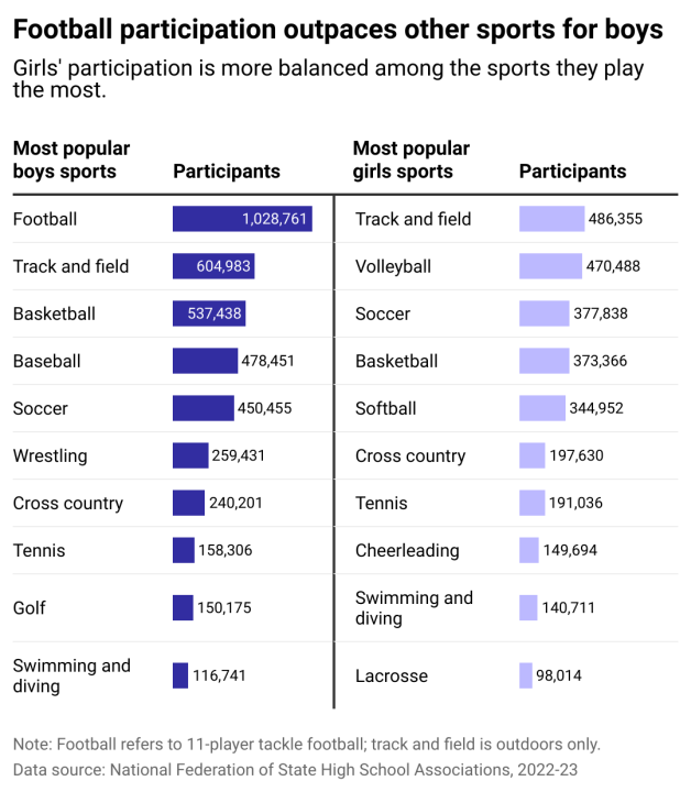 Girls high school sports participation is up from a decade ago, but