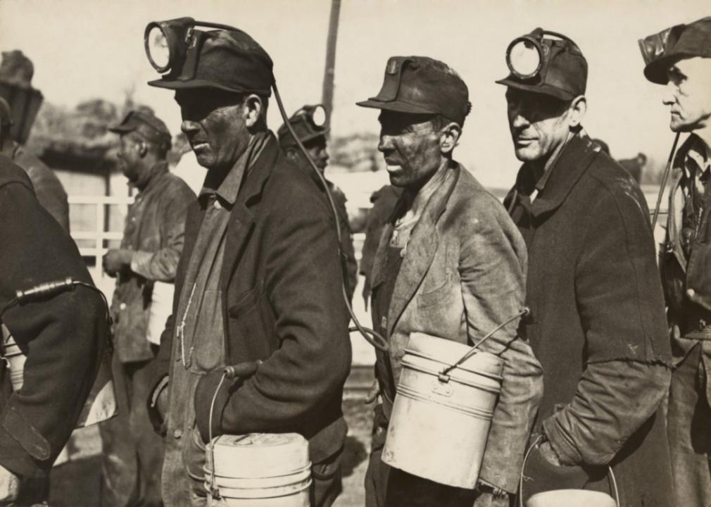 Birmingham coal miners lined up.