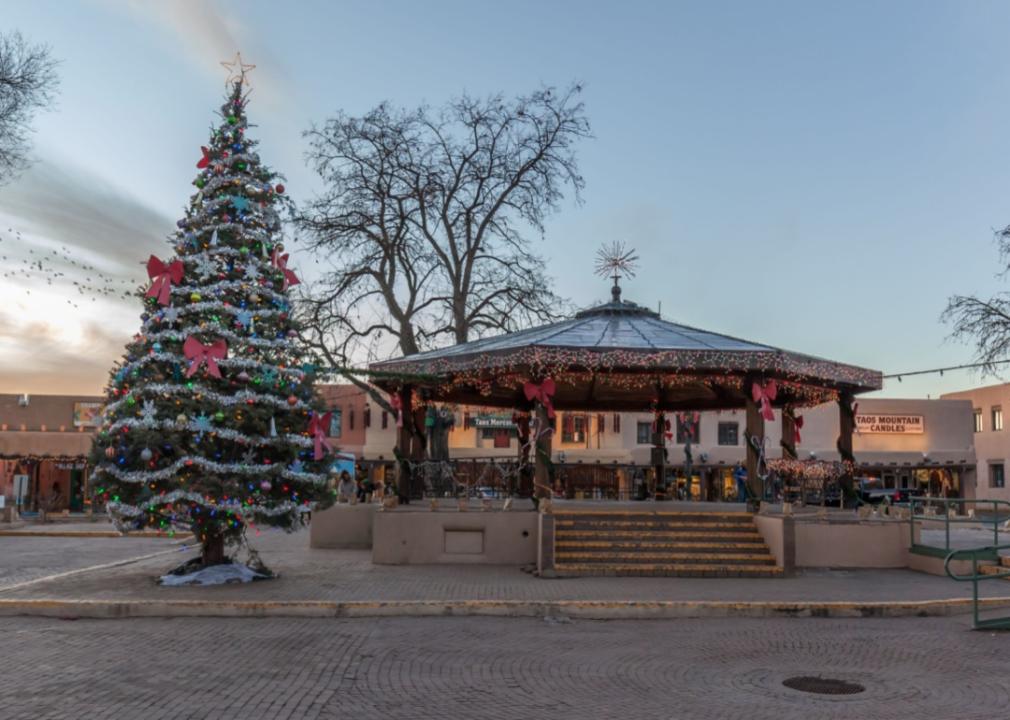 Taos decorated for Christmas.