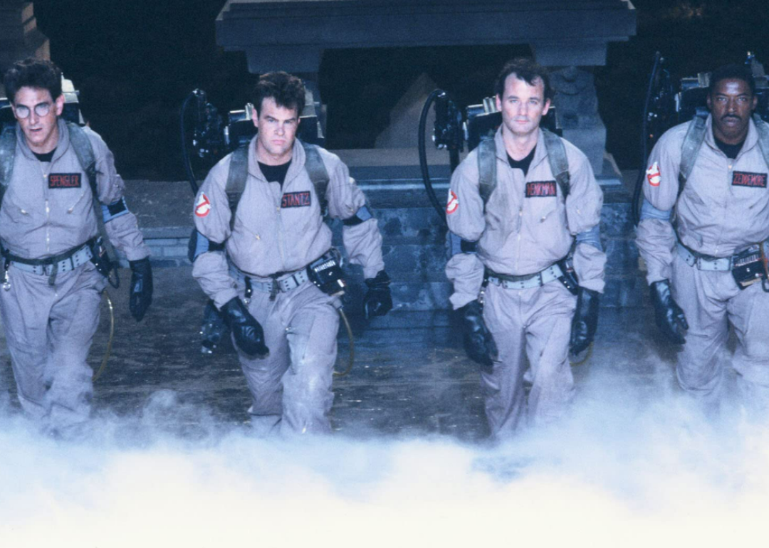 Dan Aykroyd, Bill Murray, Harold Ramis, and Ernie Hudson in Ghostbusters.