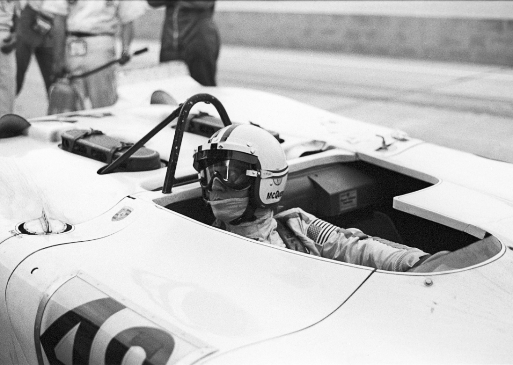 McQueen at the wheel of his Porsche 908/02 during the 1970 12 Hours of Sebring. 