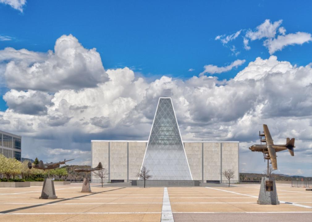 Replica airplanes at the USAF Academy.
