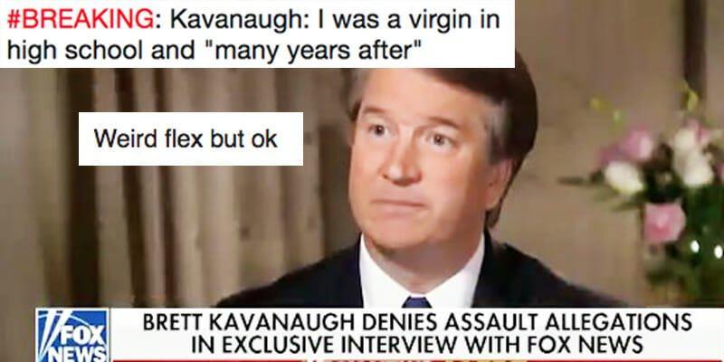 A still from a Fox News report on the hearings to confirm Supreme Court judge Brett Kavanaugh.