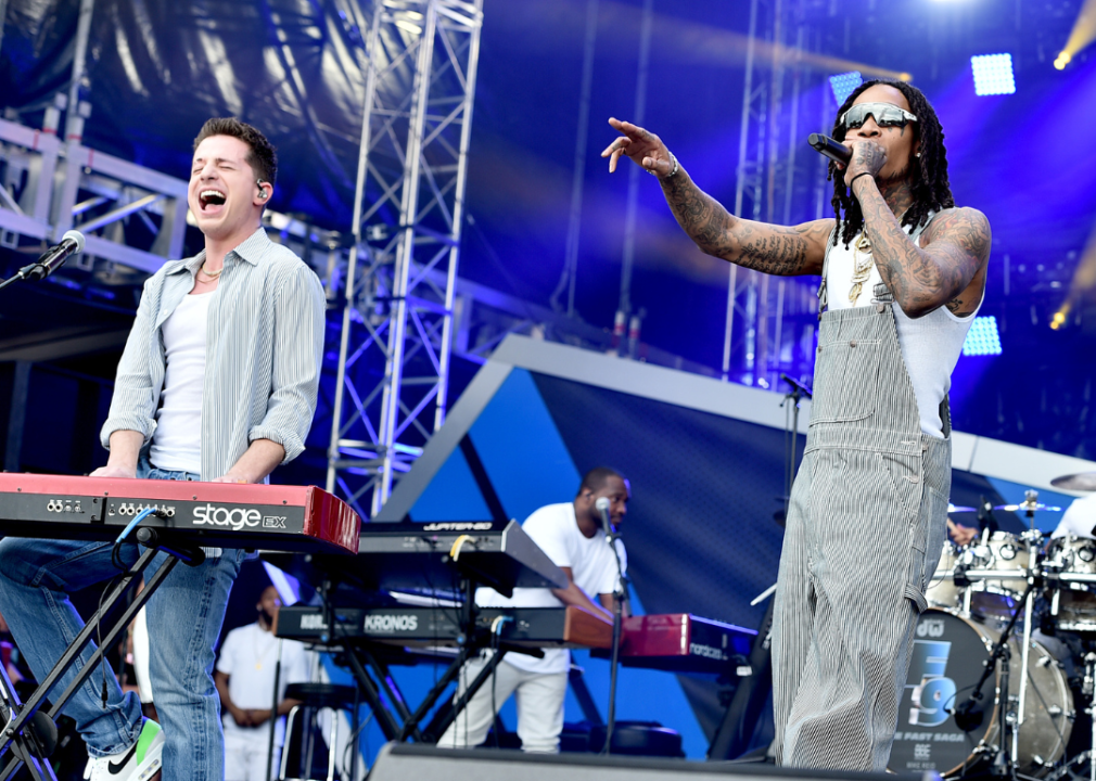 Wiz Khalifa and Charlie Puth performing.