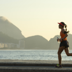 Jogger on Copacabana boardwalk