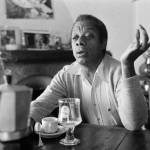 James Baldwin poses at his home in Saint-Paul-de-Vence, France.