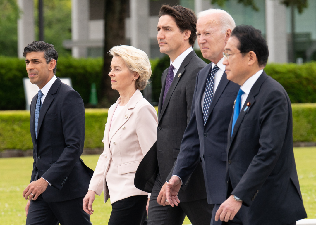 US President Joe Biden with world leaders at the G7 Summit in Hiroshima.