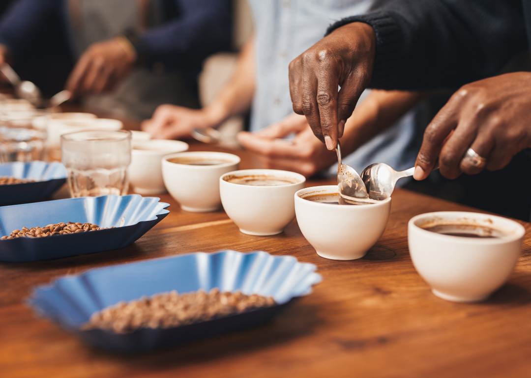 Baristas training to make the perfect cup.