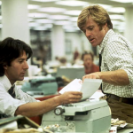 Dustin Hoffman and Robert Redford in a scene from ‘All the Presidents Men’