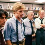 Dustin Hoffman, Robert Redford, Martin Balsam, Jason Robards, and Jack Warden in "All the President's Men."