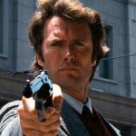 Clint Eastwood holding a gun while uttering the famous quote, "You've got to ask yourself one question: 'Do I feel lucky?' Well, do ya, punk?" in "Dirty Harry."