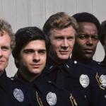 From left, James Coleman, Mark Shera, Steve Forrest, Rod Perry, and Robert Urich in uniform on the hit 1975 TV show "S.W.A.T."