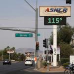 A digital sign displays a temperature of 115 degrees Fahrenheit as a heat wave continues to bake the Southwest United States on June 17, 2021 in Las Vegas, Nevada.