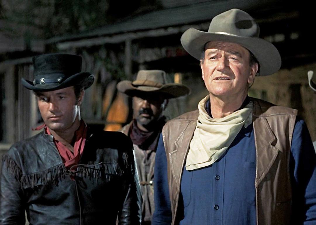James Caan and John Wayne in the Western film "El Dorado."