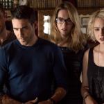 Brian J. Smith as Will Gorski, Miguel Ángel Silvestre as Lito Rodriguez, Jamie Clayton as Nomi Marks, and Tuppence Middleton as Riley on the canceled Netflix series "Sense8".