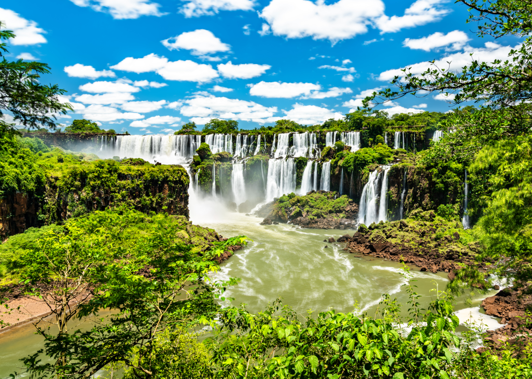 View from the jungle to Iguazu Falls in Argentina