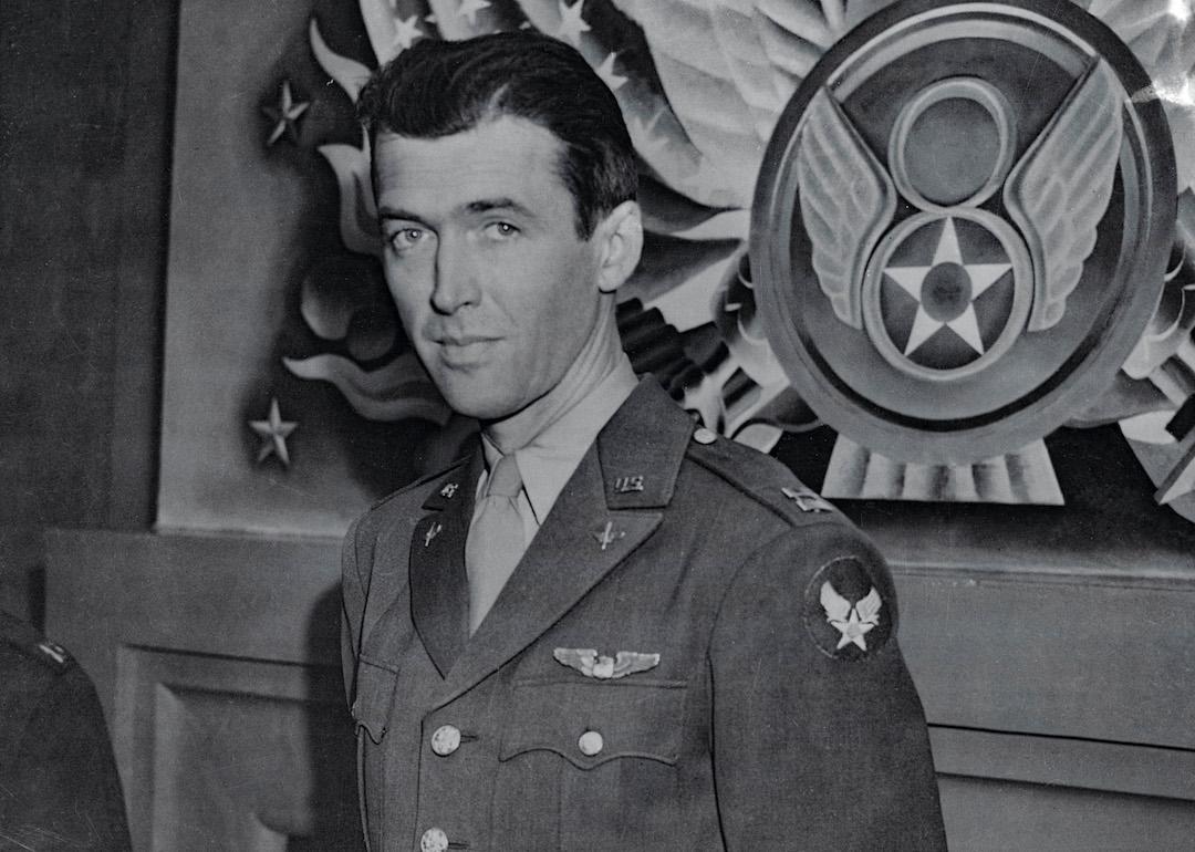 Actor James Stewart in uniform as a captain in the United States Army in 1943