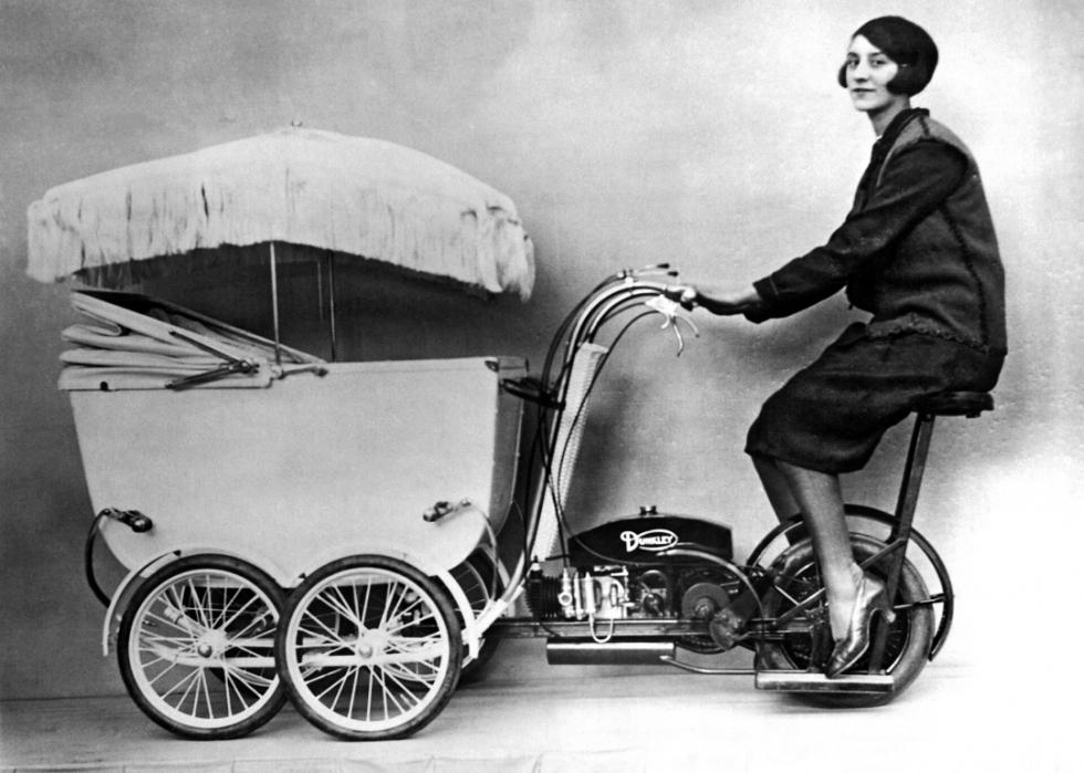 1920s pramobile that allowed parents and their baby carriages to hit the streets at 15 miles per hour. 