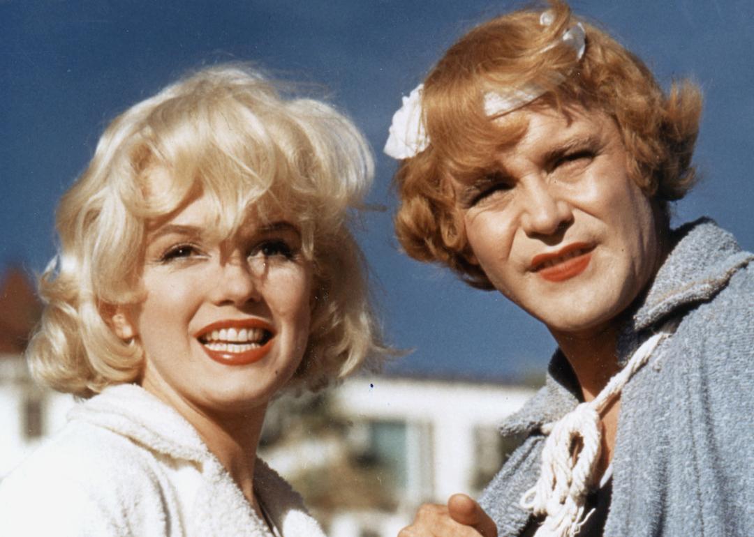 Marilyn Monroe and Jack Lemmon on the set of "Some like It Hot"