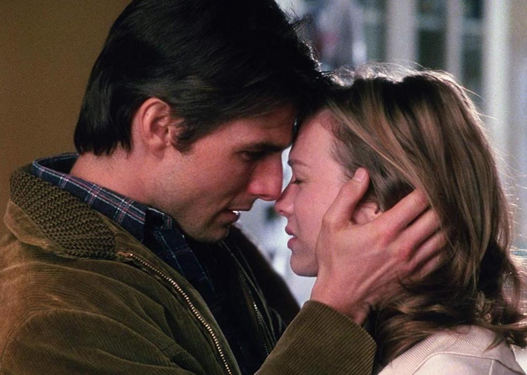 Tom Cruise cradles Renée Zellweger's head in his hands during the famous "You had me at hello" scene from the 1996 movie "Jerry Maguire"