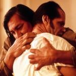 Will Sampson hugs Jack Nicholson in a scene from the 1975 film 'One Flew Over The Cuckoo's Nest'
