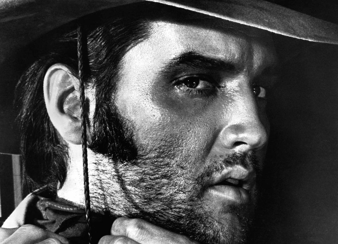 Elvis Presley as Jess Wade in Western film 'Charro!' in 1969.