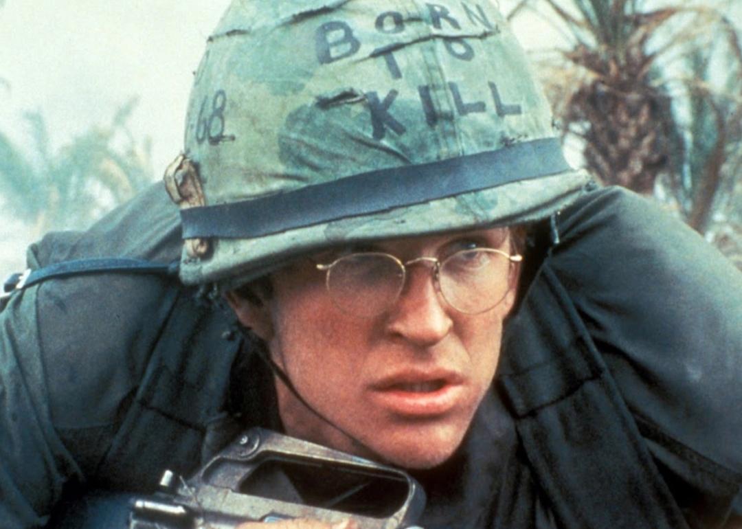 Matthew Modine during a battle in the 1987 Vietnam War movie 'Full Metal Jacket.'