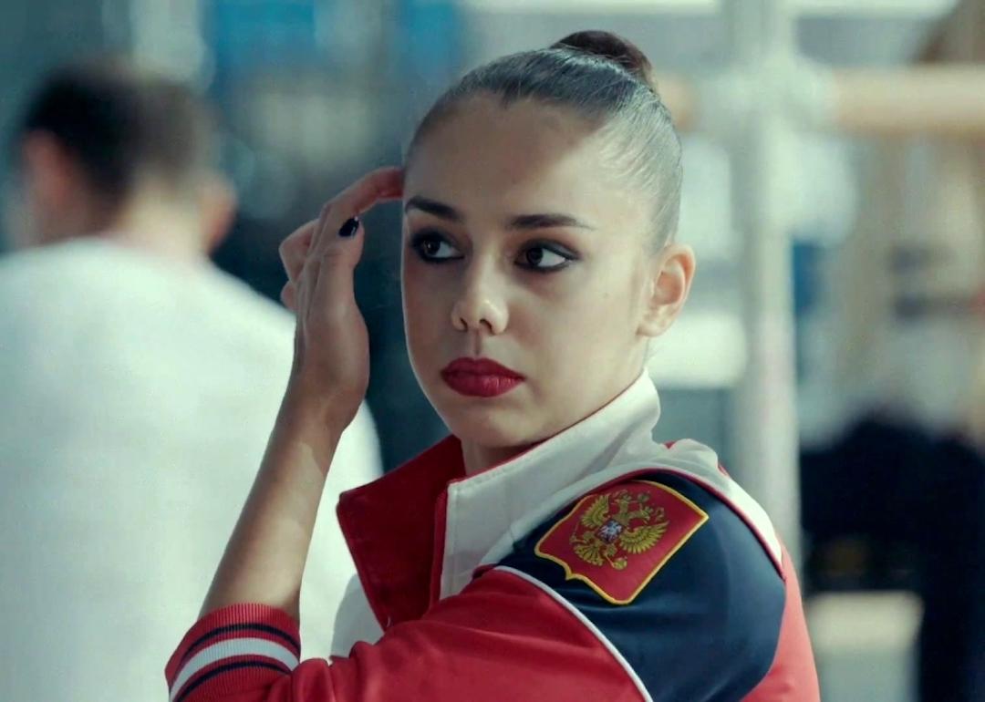 Rhythmic gymnast Margarita Mamun adjusts her hair in the documentary 'Over the Limit.'