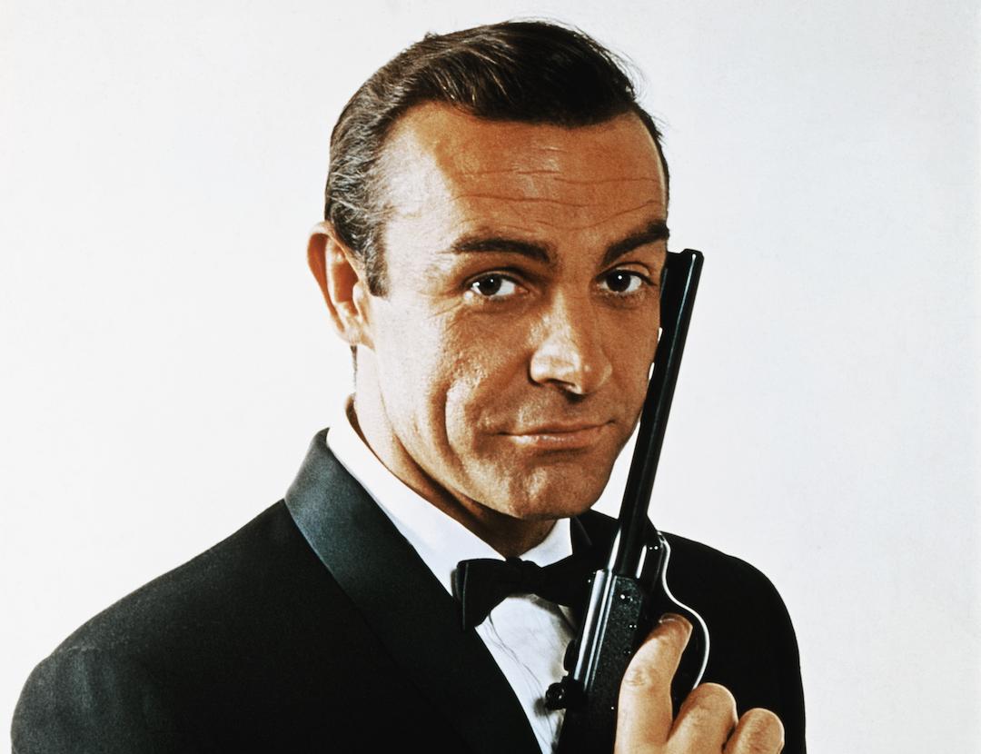 Sean Connery as James Bond in a tuxedo.