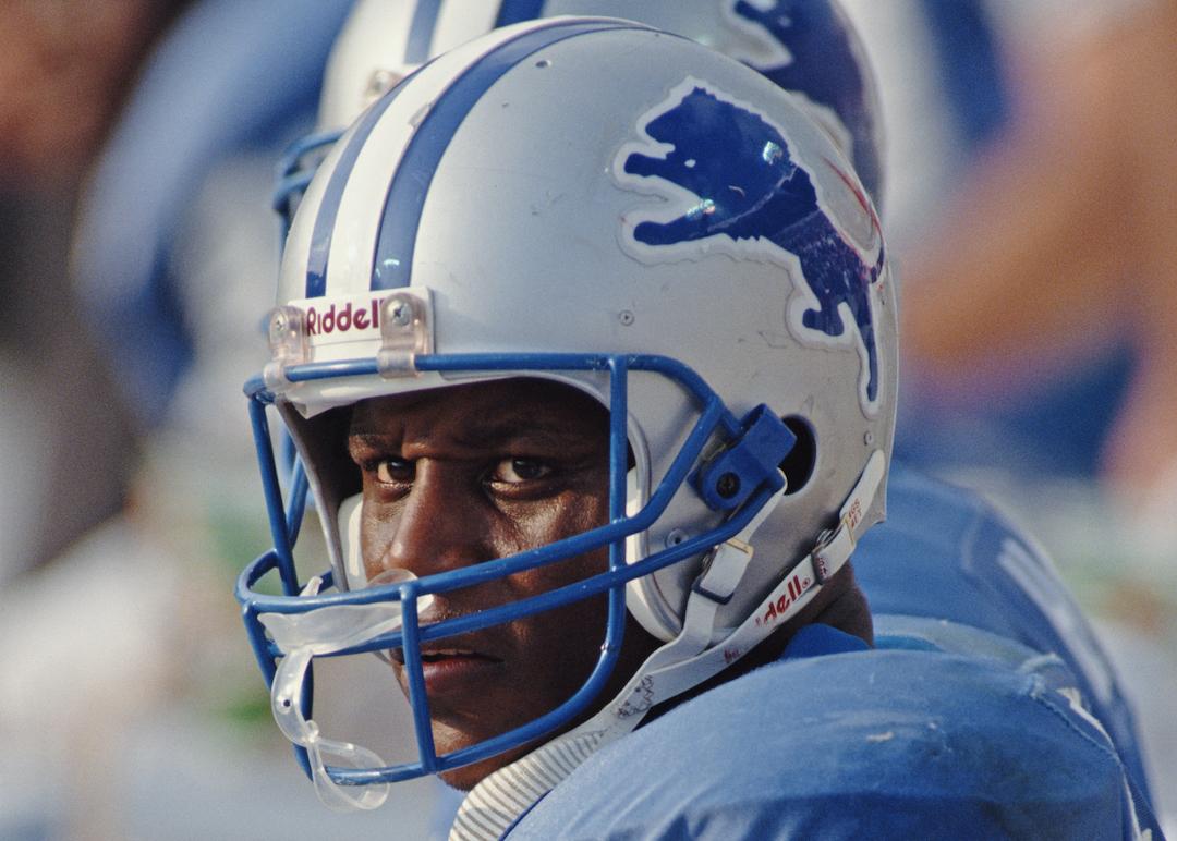 Barry Sanders, running back for the Detroit Lions, during the National Football Conference Central game against the Tampa Bay Buccaneers in 1991. He retired in 1998.