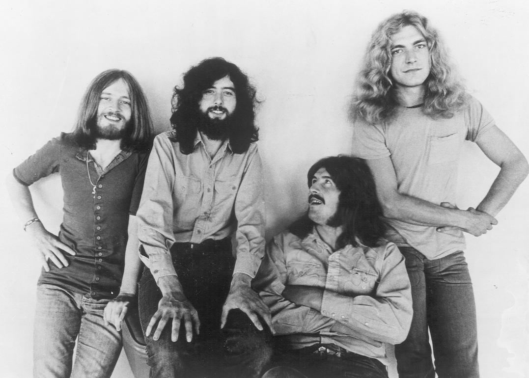 Paul Jones, Jimmy Page, John Bonham, and Robert Plant of Led Zeppelin pose for a portrait in 1970.