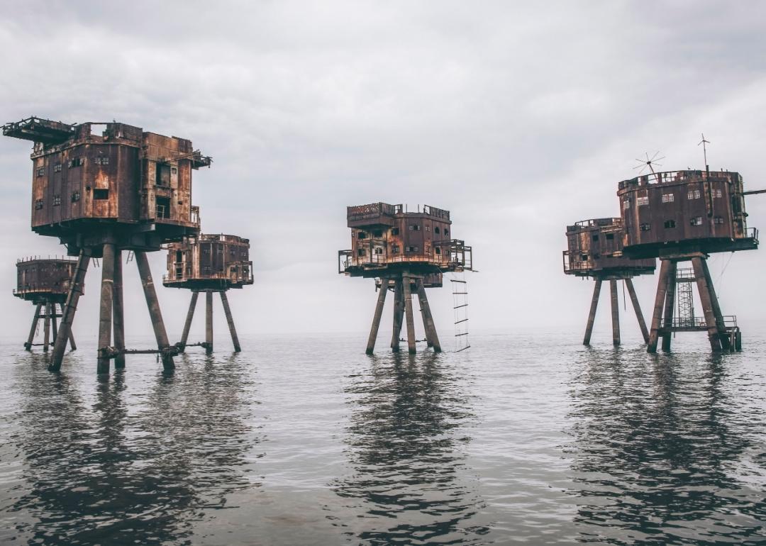 Red Sands World War II fort in Thames Estuary in Great Britain.