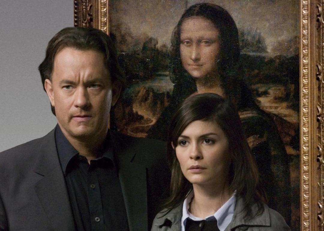Tom Hanks and Audrey Tautou stand in front of the Mona Lisa in 'The Da Vinci Code.'
