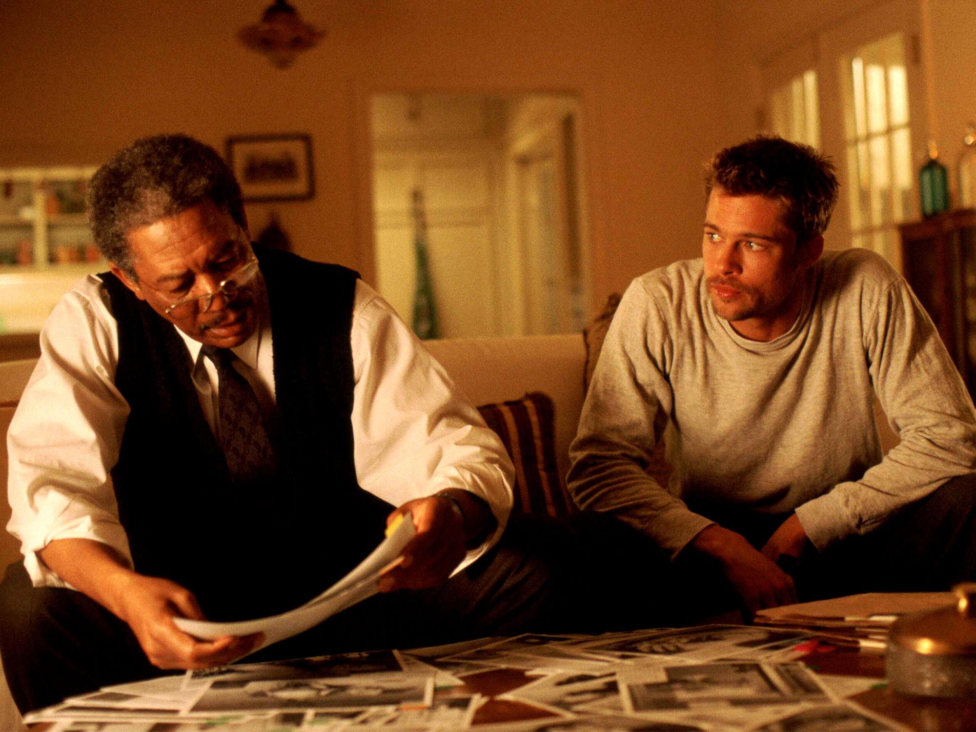 Morgan Freeman and Brad Pitt in the 1995 whodunnit movie 'Se7en.'