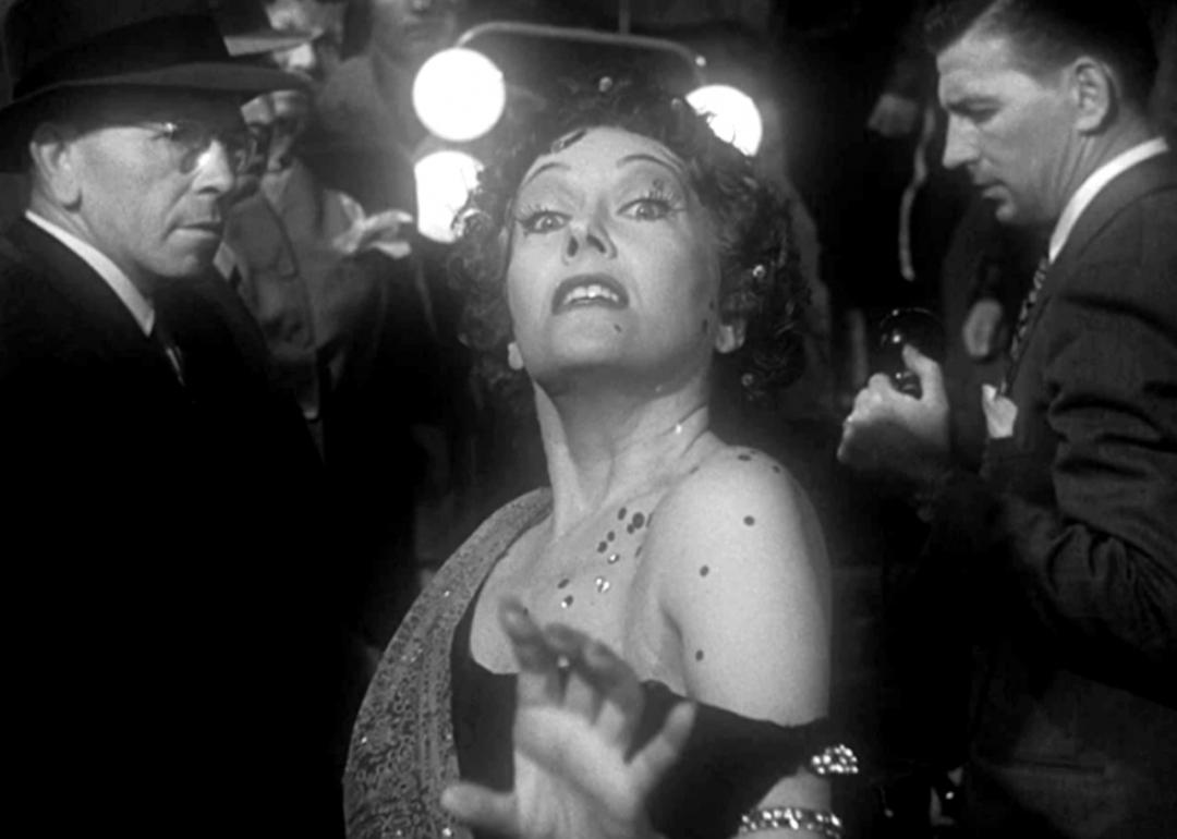Norma Desmond in the final scene of the 1950 classic 'Sunset Boulevard.'