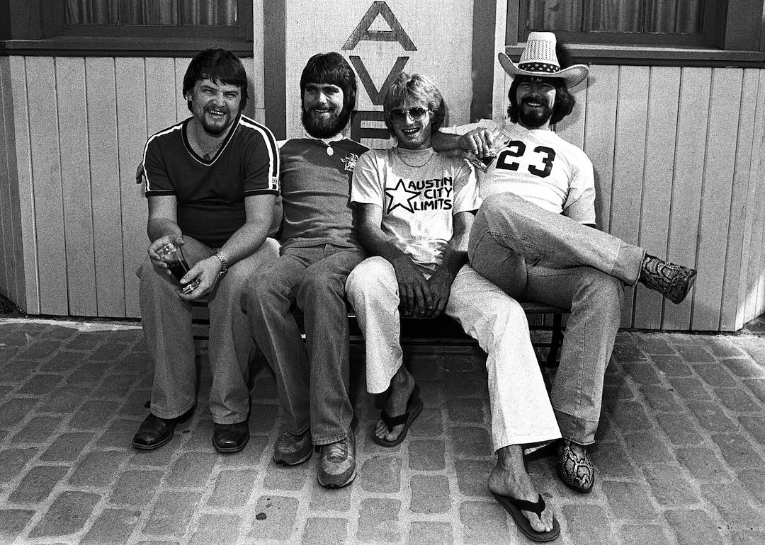 Country group Alabama at the opening of My Home Is Alabama nightclub in Birmingham in 1980; from left, Jeff Cook, Teddy Gentry, Mark Herndon, and Randy Owen.