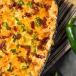Homemade spicy jalapeño popper dip with bacon.